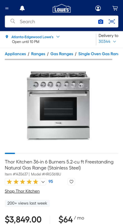 ESTUFA THOR 36 DUAL FUEL RANGE - Thumbnail 2