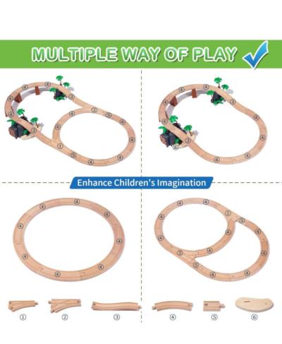 wooden train set 80pcs with map mat - Thumbnail 2