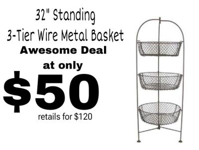 32 Standing 3Tier Wire Metal Basket