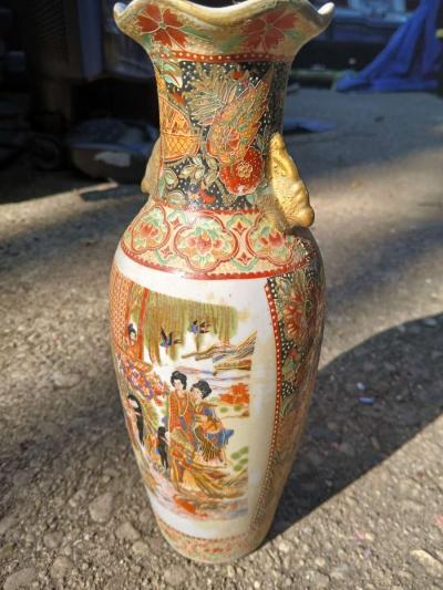 Japanese Satsuma Gold Gilded Porcelain Vase Height  10 - Thumbnail 4