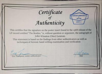 John Lennon Autograph on White album insert poster - Thumbnail 4