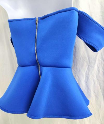 Guess Peplum Strapless Off Sholder Electric Blue Peplum Top - Thumbnail 4