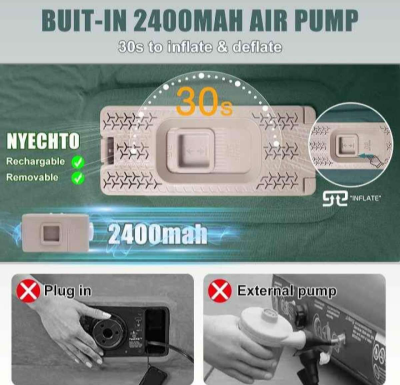 Green Self Inflating Sleeping Pad with Electric Pump - Thumbnail 3