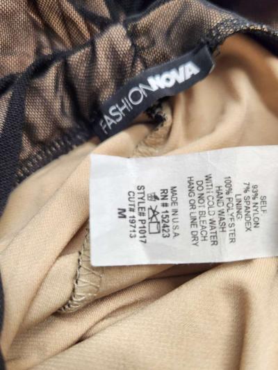 Fashion Nova Nude w Black Overlay Ruched Leggings Womens M - Thumbnail 6