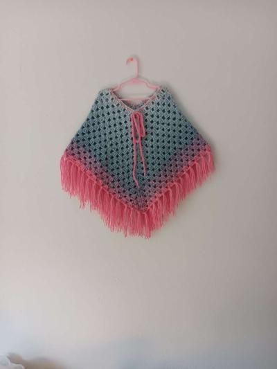 Handmade Girl Toddler Poncho - Thumbnail 2