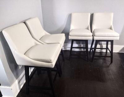 Lissa Light Gray Faux Leather Swivel Counter Stool Set Of 4 - Thumbnail 3