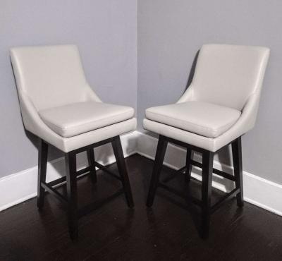 Lissa Light Gray Faux Leather Swive rCounter Stool Set - Thumbnail 2