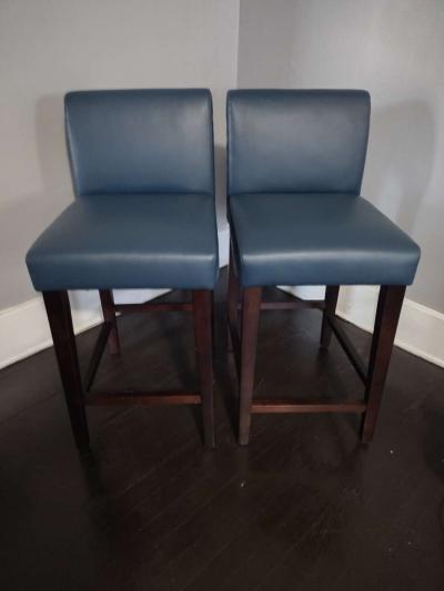 Elijah Dark Blue Faux Leather Bar Counter Stool Set of 2 - Detroit, Michigan
