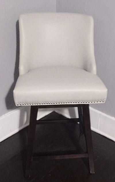 Asher Light Gray Swivel Nailhead Trim Counter Stool Set of 3 - Thumbnail 3