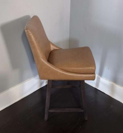 Lissa Saddle Brown Faux Leather Swivel Counter Stool - Thumbnail 3