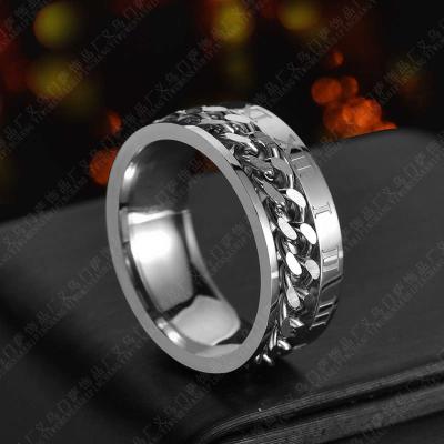 Roman Letter Chain Rings Men Digital Titanium Steel Ring - Thumbnail 2