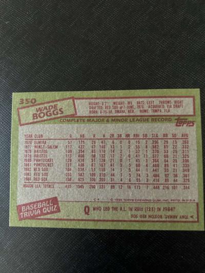 1985 Topps Wade Boggs baseball card - Thumbnail 2