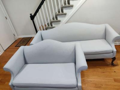 Ash Gray and Blue Couch Set - Thumbnail 2