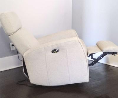 Theo Power Swivel Glider Recliner Linen Fabric Adj  Headrest - Thumbnail 4