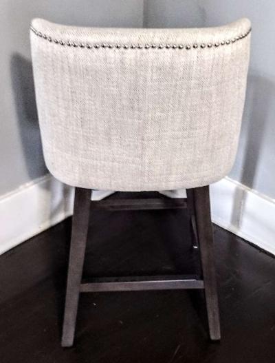 Asher Ivory Fabric Swivel Nailhead Trim Bar Counter Stool - Thumbnail 3