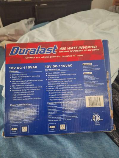 et power on the go with the Duralast 400 Watt Power Inverter - Thumbnail 3