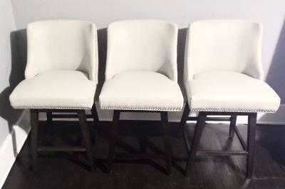 Asher Light Gray Swivel Nailhead Trim Counter Stool Set of 3 - Detroit, Michigan