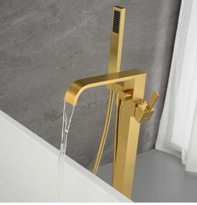 Bathtub Faucet With Brass Handle And Single Handed Shower - Thumbnail 2