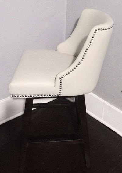 Asher Light Gray Swivel Nailhead Trim Bar Counter Stool - Thumbnail 2