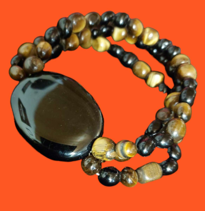 Tigers eye large stone Necklace and Bracelet set - Thumbnail 3