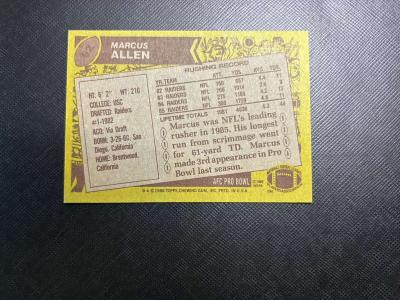 1986 Topps Marcus Allen Football Card - Thumbnail 2