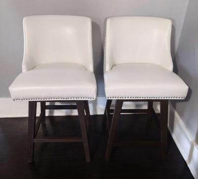 Asher Light Gray Nailhead Trim Swivel Counter Stool Set of 2 - Detroit, Michigan
