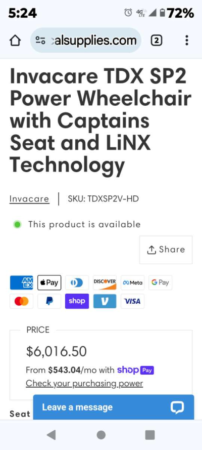 Invacare Power Wheelchair - Thumbnail 6