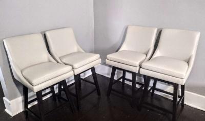 Lissa Light Gray Faux Leather Swivel Counter Stool Set Of 4 - Thumbnail 2