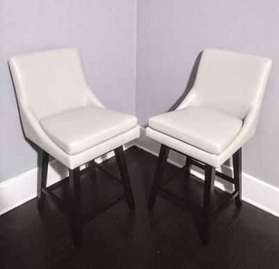 Lissa Light Gray Faux Leather Swive rCounter Stool Set - Thumbnail 3