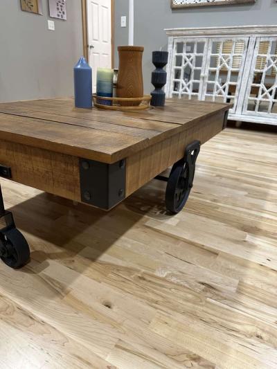 Vintage Industrial Rustic Coffee Table  Oak Finish - Thumbnail 6