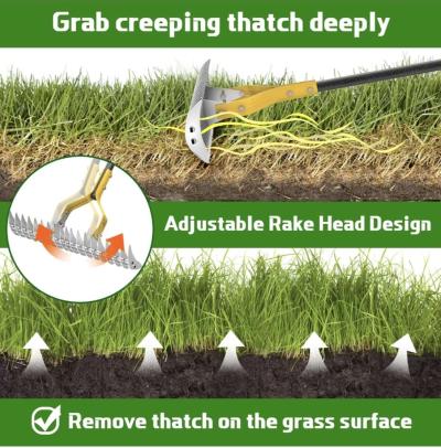 Thatch Rake 15Inch Wide Lawn Thatching Rake - Thumbnail 2