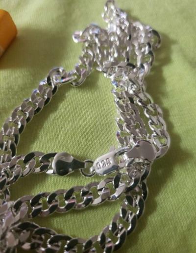 Beautiful silver 925 stamped 6mm 24in Cuban link chain - Thumbnail 4