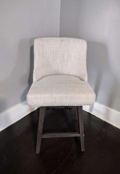 Asher Ivory Fabric Swivel Nailhead Trim Bar Counter Stool - Detroit, Michigan