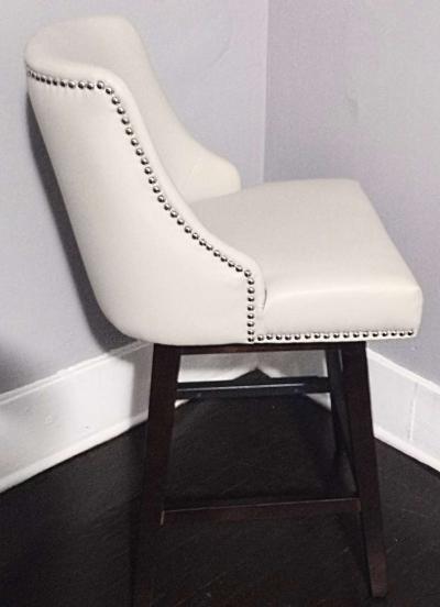 Asher Light Gray Swivel Nailhead Trim Counter Stool Set of 3 - Thumbnail 5