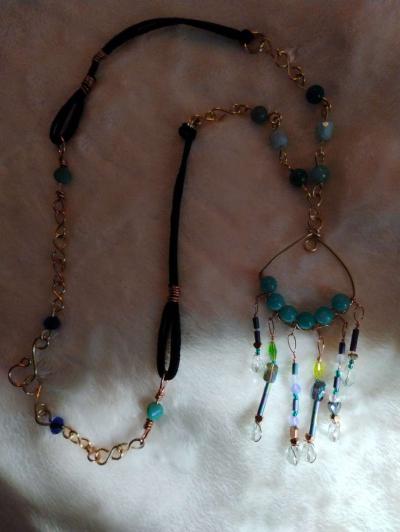 handmade necklace recycled copper natural stones - Thumbnail 2