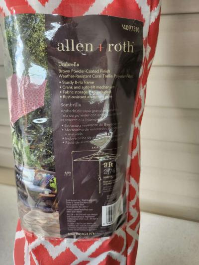 Allen Roth Outdoor Patio Table Umbrella - Thumbnail 3