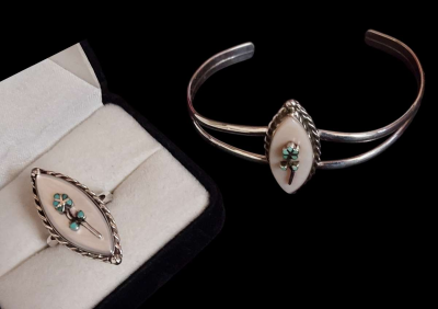 Native American Handmade Sterling Silver Mother of Pearl - Elkhart, Texas