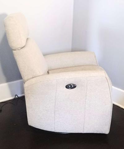 Theo Power Swivel Glider Recliner Linen Fabric Adj  Headrest - Thumbnail 2