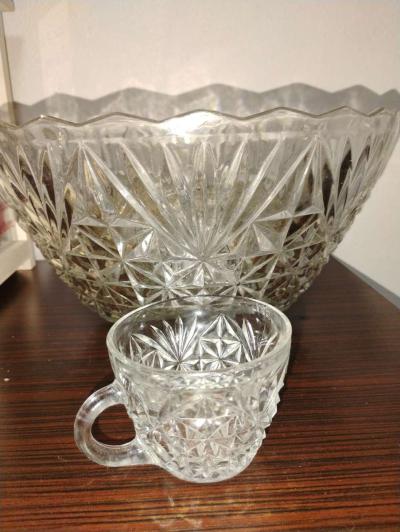 antique crystal punch bowl set - Thumbnail 2