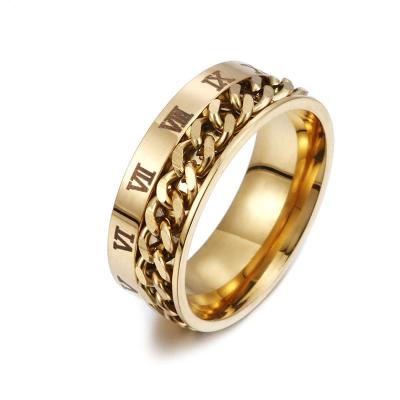 Roman Letter Chain Rings Men Digital Titanium Steel Ring - Thumbnail 3