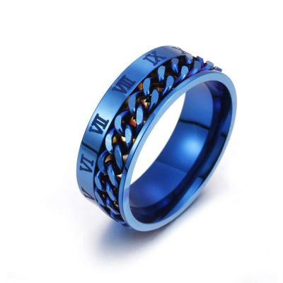 Roman Letter Chain Rings Men Digital Titanium Steel Ring - Thumbnail 6