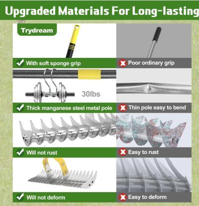 Thatch Rake 15Inch Wide Lawn Thatching Rake - Thumbnail 4