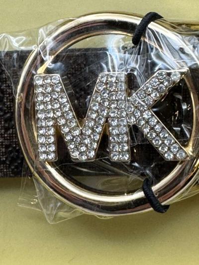 NWT Michael Kors Brown Signature Reversible Pave Logo Belt I - Thumbnail 2