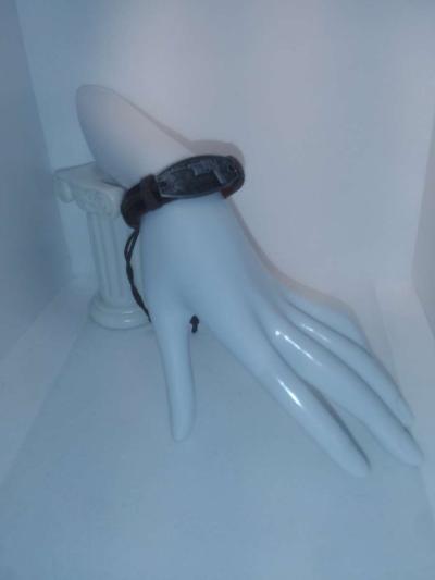 Brown Pistol Leather Bracelet VCB - Thumbnail 3