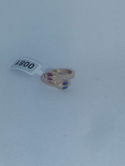 Pink Blue Snake Chic Rhinestone Ring - Thumbnail 3