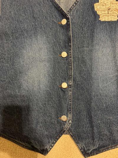 1046 New Womens Basket Decal Embroidered Denim Vest Blue Siz - Thumbnail 3
