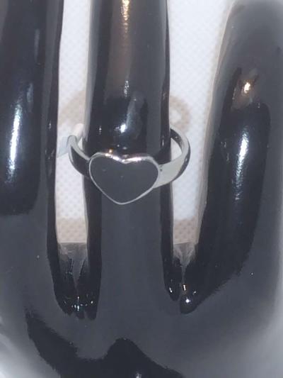 Black Heart Retro Geometric Ring - Thumbnail 2