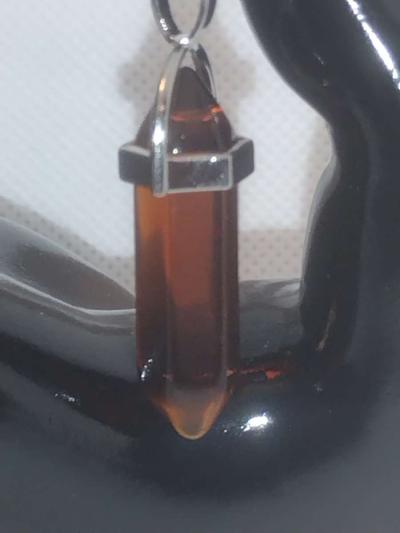 Amber Colored Glass Pendant Necklace - Thumbnail 2