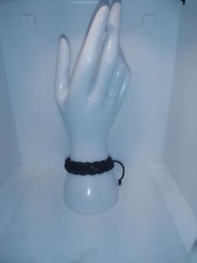 Faux Leather Bracelet braided black - Thumbnail 2