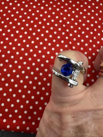 2023PTT New Beautiful  Silver Color Blue Gemstone Geometric - Thumbnail 6